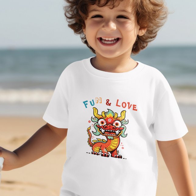 Fun Carton Dragon Chinesisch Neujahr Fu Kinder Ges Kleinkind T-shirt (Von Creator hochgeladen)