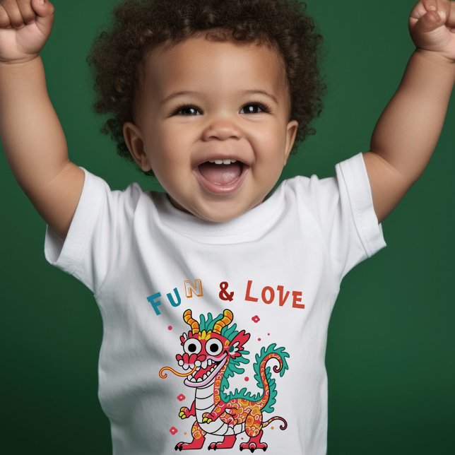 Fun Carton Dragon Chinesisches Neujahr Fu Kinder G Kleinkind T-shirt (Von Creator hochgeladen)