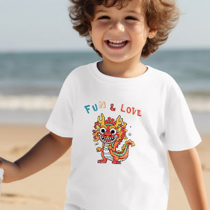 Fun Carton Dragon Chinesisches Neujahr Fu Kinder G Kleinkind T-shirt