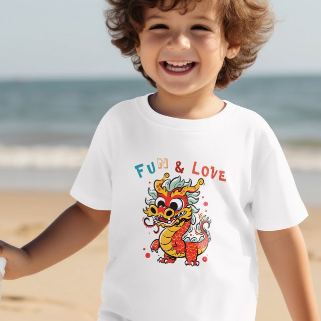 Fun Carton Dragon Chinesisches Neujahr Fu Kinder G Kleinkind T-shirt (Von Creator hochgeladen)