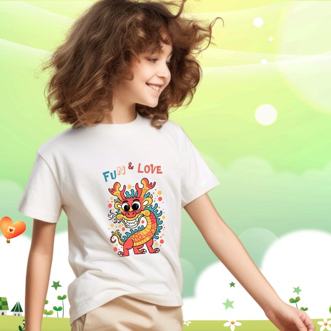 Fun Carton Dragon Chinesisches Neujahr Fu Kinder G T-Shirt (Von Creator hochgeladen)