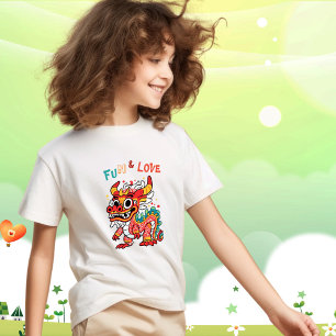 Fun Carton Dragon Chinesisches Neujahr Fu Kinder G T-Shirt