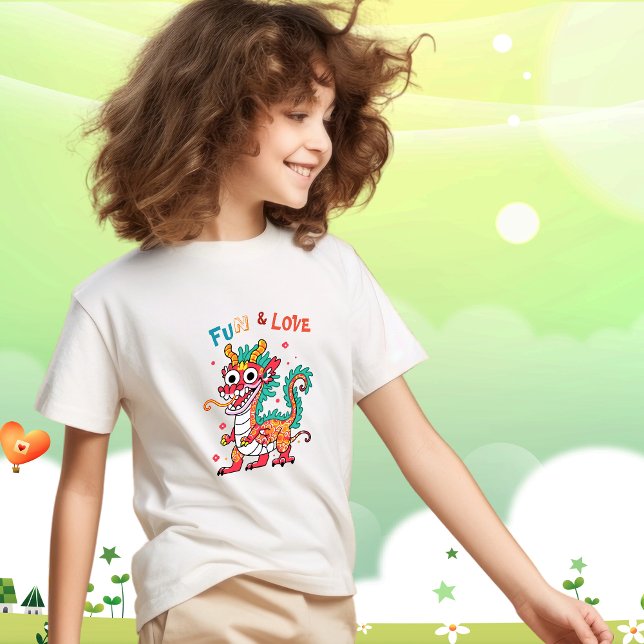 Fun Carton Dragon Chinesisches Neujahr Fu Kinder G T-Shirt (Von Creator hochgeladen)