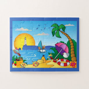 Fun Cartoon am Strand Puzzle