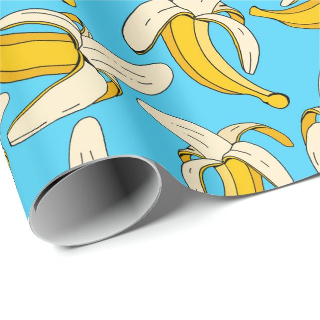Fun Cartoon Bananas Aqua Geschenkpapier (Rolleneckpunkt)