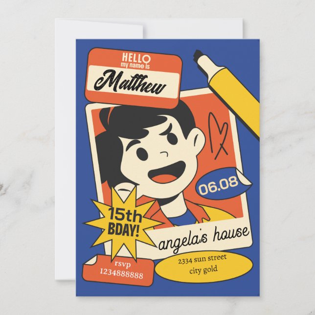 Fun Cartoon Birthday Invitation – Colorful Kids  Einladung (Vorderseite)