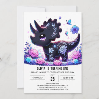 Fun Cartoon Dinosaur 1. Geburtstag Einladung