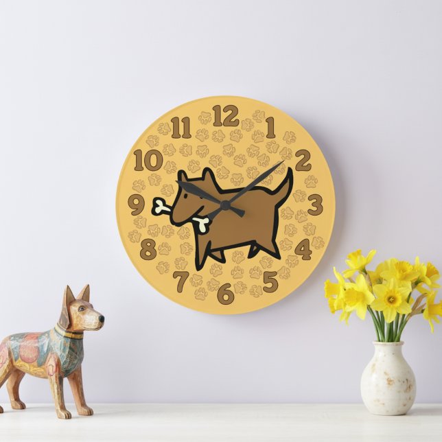 Fun Cartoon Dog Wall Clock Große Wanduhr (Bright and cute cartoon dog  wall clock for animal lovers.)