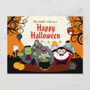 Fun Cartoon Halloween Monster Kostüm Party-Gruppe, Einladungspostkarte