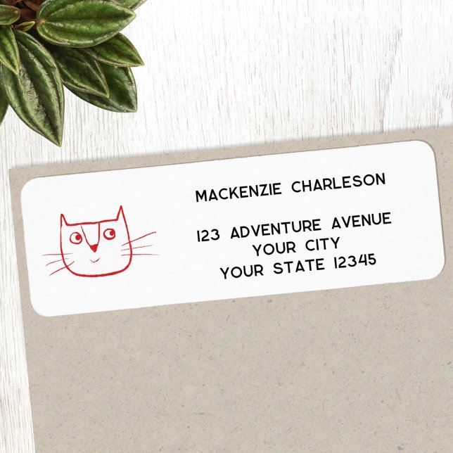 Fun Cartoon KatzenPersonalisierte Rücksendeadresse (Fun cartoon kitty cat personalized return address label sticker)