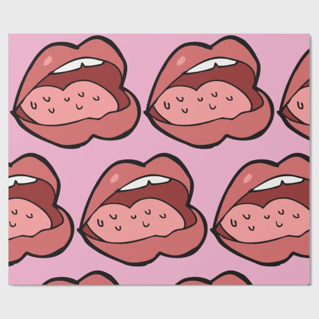 Fun Cartoon Open Mouth and Lips Geschenkpapier (Flach)