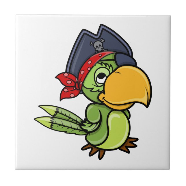 Fun Cartoon Pirate Parrot Fliese (Vorderseite)