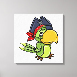 Fun Cartoon Pirate Parrot Leinwanddruck