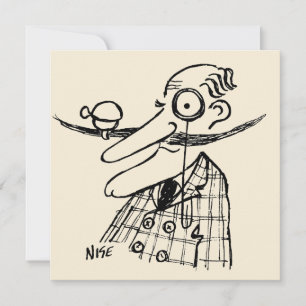 Fun Cartoon von Aristokrat mit Handlebar Mustache Karte