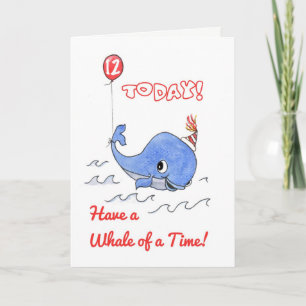 Fun Cartoon Whale und Balloon 12. Geburtstagskarte Karte