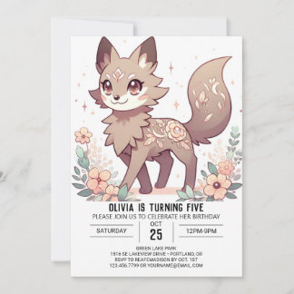 Fun Cartoon Wolf Digital Geburtstag Einladung