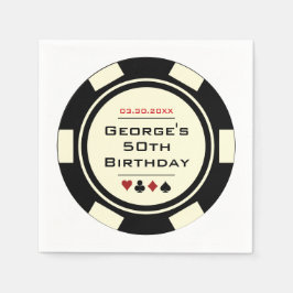 Fun Casino Poker Chip in Schwarz Offen Geburtstag Serviette