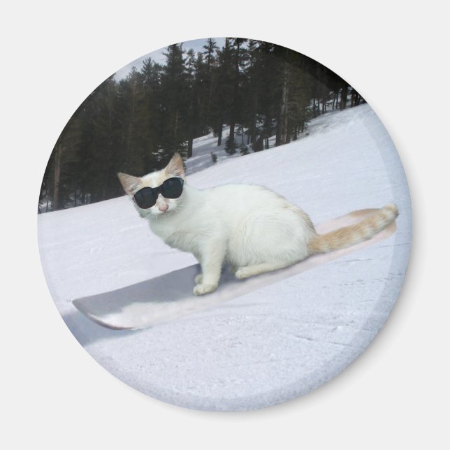 Fun Cat auf einem Snowboard-Magnet Magnet (Vorne)
