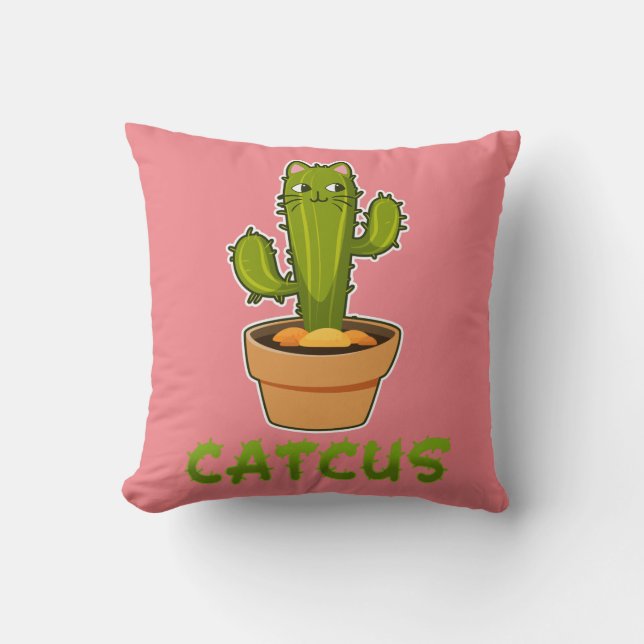 Fun Cat Cactus Catcus Pflanze Kissen (Vorderseite)