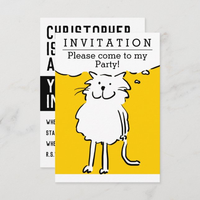Fun Cat Design Party Einladung (Vorne/Hinten)