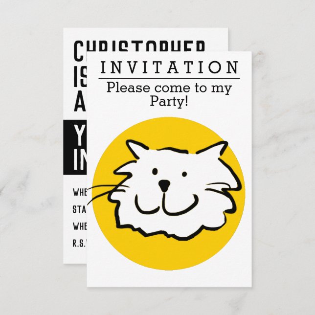 Fun Cat Design Party Einladung (Vorne/Hinten)