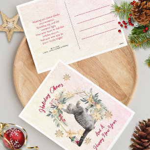 Fun Cat Gold Snowflakes Frohes Neues Jahr Weihnach Feiertagspostkarte