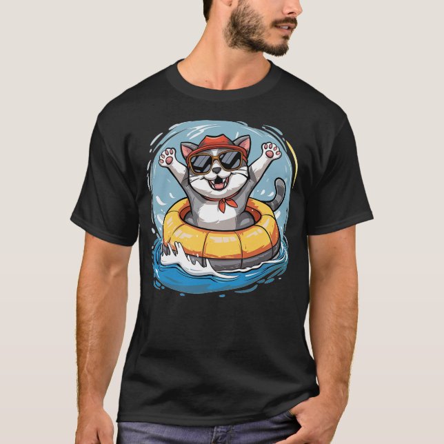 Fun Cat loves River tubing T-Shirt (Vorderseite)