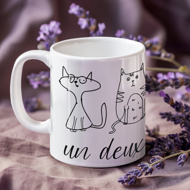 Fun Cat Person Un Deux Trois Kaffeetasse (un deux trois cat coffee mug)