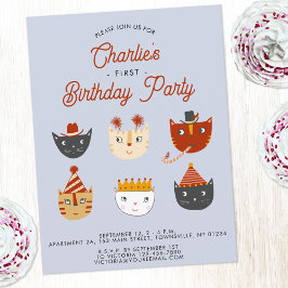 Fun Cat Personalisiert 1. Geburtstagsfeier Party E Postkarte