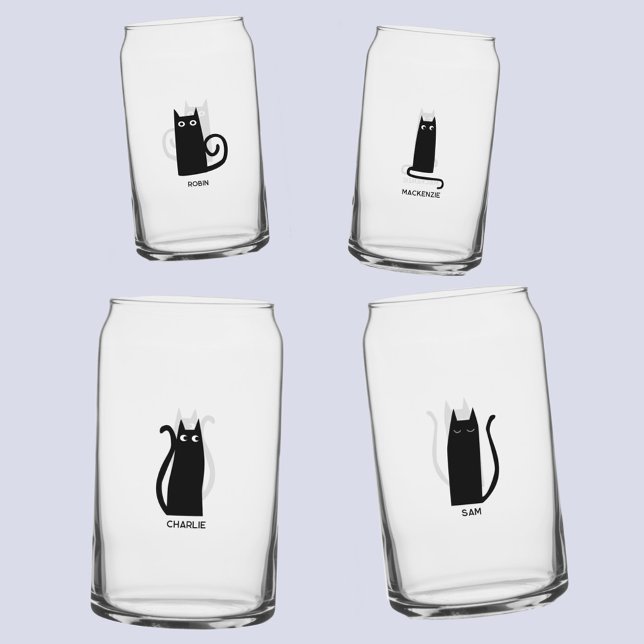 Fun Cat Personalisiert einzigartig Dosenglas (Fun personalized name black cat can glasses)