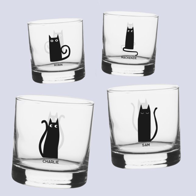 Fun Cat Personalisiert einzigartig Whiskyglas (Fun personalized name black cat glasses)