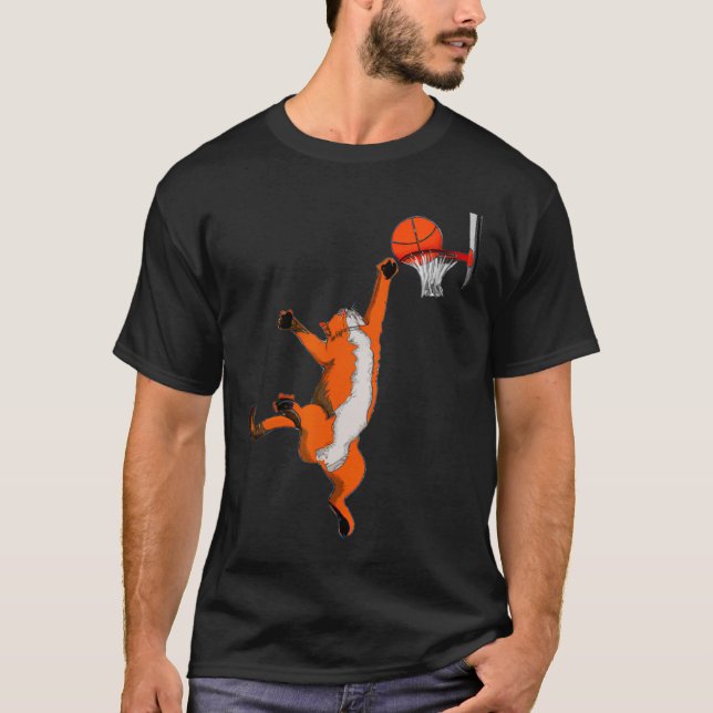 Fun Cat Playing Basketball Sport Katze Basketball  T-Shirt (Vorderseite)