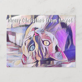 Fun Cat Pop Kunst Frohe Weihnachtsfeiertage Grüße Postkarte