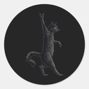 Fun Cat Rock on Rock and Roll - T-Shirts der Konze Runder Aufkleber
