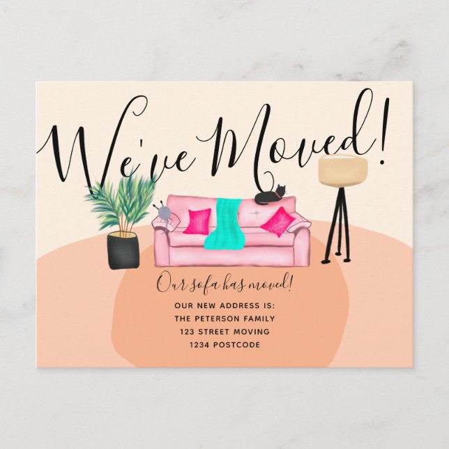 Fun Cat Sofa Illustration bewegende Ankündigung (Vorderseite)