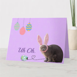 Fun Cat with Bunny Oars Custom Oaster Card Karte