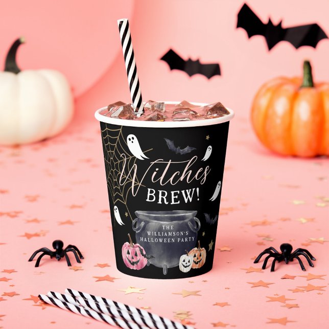 Fun Cauldron Hexen Brew Halloween-Party Black Pappbecher (Fun Cauldron Witches Brew Halloween Party Black Paper Cups
)
