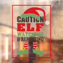 Fun CAUTION ELF WÄHLEN Weihnachten Fensteraufkleber