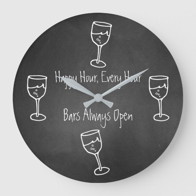 Fun Chalkboard Bar Wall Clock Große Wanduhr (Vorderseite)