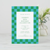 Fun Checkerboard Blue Green Geometric Geburtstag