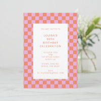 Fun Checkerboard Rosa Orange Geometric Geburtstag