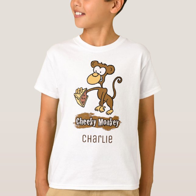 Fun Cheeky Monkey Cartoon Design T-Shirt (Vorderseite)