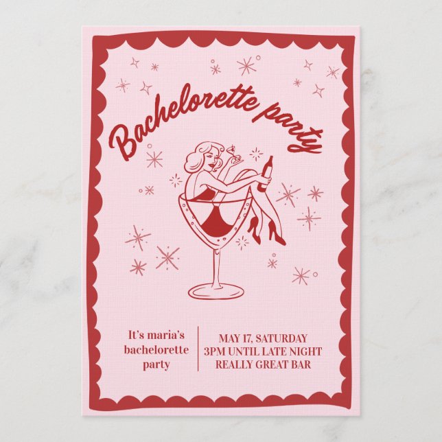 Fun & Chic Bachelorette Party Invitation for Girls Einladung (Vorderseite)