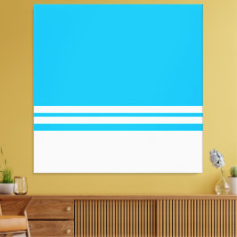Fun Chic Bright Sky Blue White Base Racing Streife Leinwanddruck