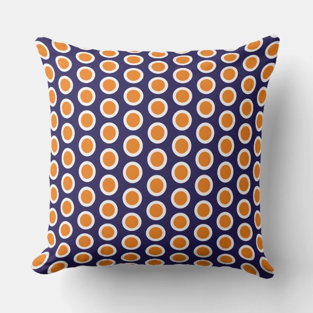 Fun Chic Tiled Bold Orange Navy Ocean Bubbles Kissen (Vorderseite)
