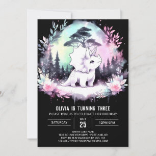 Fun Chic Triceratops Geburtstag Einladung