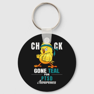 Fun Chick Gone Aquamarin Ribbon Hühnerkrieger Ptsd Schlüsselanhänger