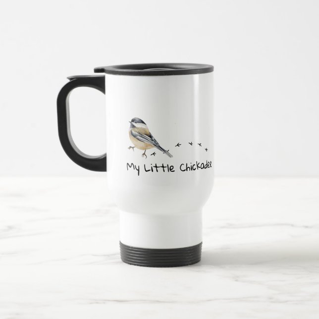 Fun Chickadee Niedliche kleine Vogelspuren Tasse (Links)