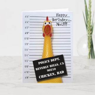Fun Chicken Mugshot Geburtstag Grußkarte! Karte