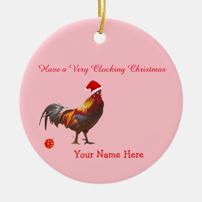 Fun Chicken Weihnachtsgrüße Keramik Ornament (Vorne)